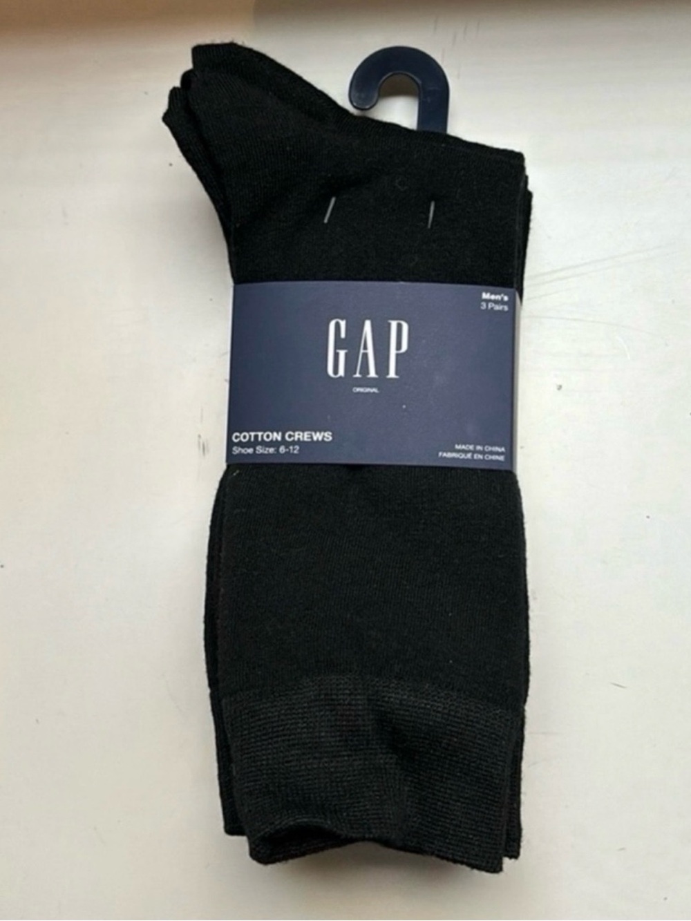 New Gap Socks Men’s 3 Pair Black Cotton Crews Business Casual Dress Preppy Socks